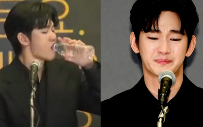 Kim Soo Hyun khóc như mưa tại họp báo vẫn không quên uống nước: Bí mật phía sau chắc chắn nhiều netizen không biết