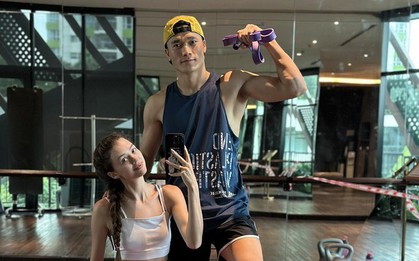 Choáng nhẹ trước visual cực phẩm phòng gym của Bùi Tiến Dũng và vợ mẫu tây