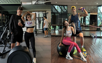 Hai cặp đôi hot nhất làng bóng Việt đọ visual trong phòng gym: Bùi Tiến Dũng vợ mẫu tây hay Văn Lâm Yến Xuân đỉnh hơn?