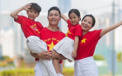 Con trai nhí của NSƯT Quốc Cơ – MC Hồng Phượng biểu diễn xiếc cùng bố trong bộ ảnh ý nghĩa kỷ niệm 30/4