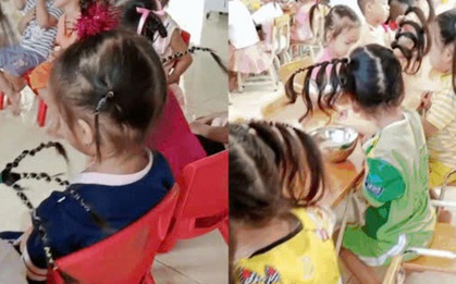 Vài triệu mẹ bỉm hóng cô giáo mầm non biến cả lớp thành sàn trình diễn kiểu tóc độc lạ, không ngày nào trùng