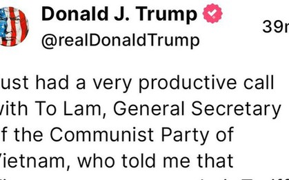 Tổng thống Donald Trump nói về "cuộc điện đàm rất hiệu quả"  với Tổng Bí thư Tô Lâm