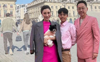 Nàng hậu làm dâu hào môn khoe ảnh gia đình ba người nắm tay: Cậu con trai 14 tuổi cao 1m85 gây sốt MXH
