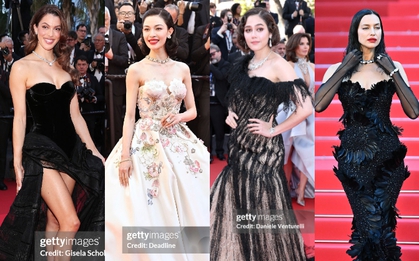 Thảm đỏ Cannes ngày 3: Chung Sở Hi đẹp phát sáng, cùng Chompoo Araya "chặt chém" Irina Shayk và cả Hoa hậu Hoàn vũ