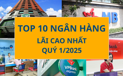 Top 10 lợi nhuận ngân hàng quý 1/2025: Vietcombank giữ đỉnh, 2 cái tên bật mạnh