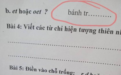 Bài tập tiếng Việt của học sinh tiểu học hỏi về một loại bánh chứa vần "et" và "oet", mẹ mất ngủ vì không tìm ra đáp án