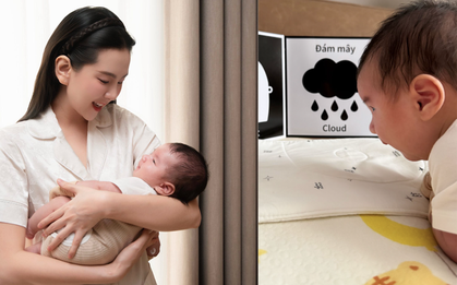 MC Mai Ngọc khoe ảnh góc nghiêng của con trai: Dậy sớm cho bé tập luyện bằng phương pháp kích thích thị giác