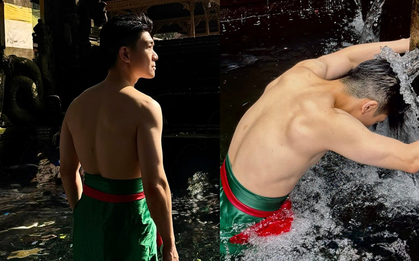 Thiếu gia nhà bầu Hiển đốt mắt với body 6 múi vạm vỡ, lưng trần săn chắc của bố đơn thân mới gây xôn xao