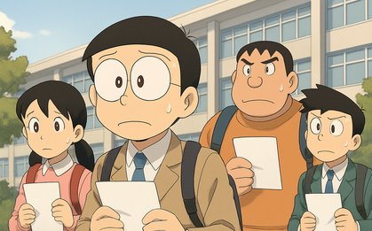 Camera bắt trọn khoảnh khắc nhóm bạn Doraemon đi thi ĐH: Shizuka tự tin với khối D, Nobita vẫn mắc một tật xấu không lẫn đâu được