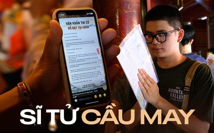 Văn Miếu, Việt Nam Quốc Tự kín sĩ tử đi cầu may: Người mang máy tính, người viết SBD, người lên TikTok tìm... văn khấn