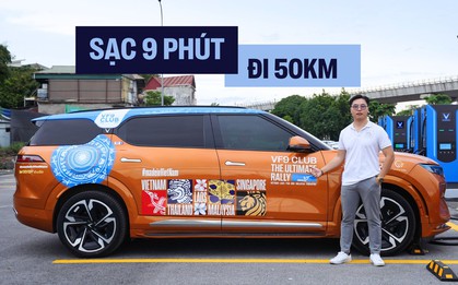 Chủ xe VinFast VF 9 trải nghiệm trạm sạc siêu nhanh lớn nhất Hà Nội: ‘9 phút đi được 50km, vị trí thuận lợi, toàn trụ công suất lớn’