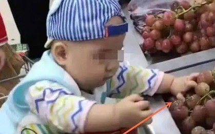 Đưa cháu trai đi siêu thị, cậu bé làm nát cả rổ nho, phản ứng của người ông khiến nhân viên tức đến phát khóc
