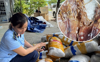 Rùng mình phát hiện 700kg mực khô hư hỏng, bốc mùi chất đống trên vỉa hè Đà Nẵng