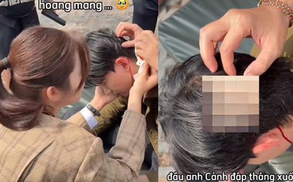 Thúy Ngân hốt hoảng khi Võ Cảnh chảy máu đầu