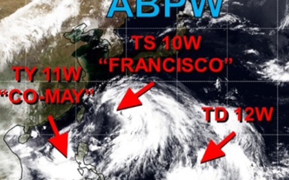 Ba cơn bão cùng hoạt động trên khu vực Tây Bắc Thái Bình Dương