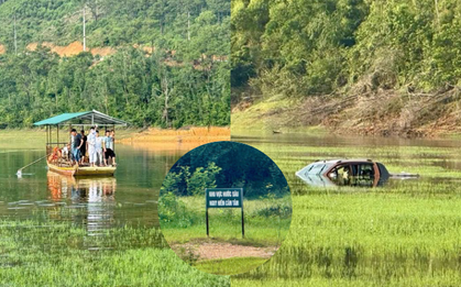 Hiện trường vụ hai vợ chồng tử vong thương tâm sau khi lái ô tô bán tải xuống lòng hồ