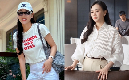 Phương Oanh "hack tuổi" với áo giống Rosé, mang phụ kiện cả tỷ đồng dạo phố