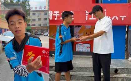 Nam sinh học giỏi thi ĐH xong đi làm shipper, vừa giao hàng xong thì nhận được giấy nhập học, công ty trao luôn 1 thứ đặc biệt