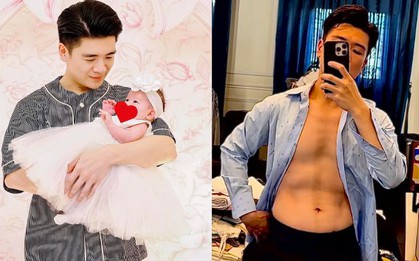 "Bố đơn thân nghìn tỷ" nhà bầu Hiển khoe body 6 múi cực phẩm, vibe khác hẳn lúc chăm con