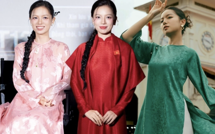 Bóng hồng duy nhất của "Mưa Đỏ" trong tà áo dài truyền thống: Dịu dàng như chính nhân vật cô lái đò Hồng trong phim