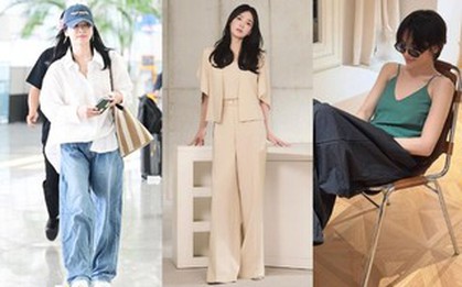 Cao 1m61 như Song Hye Kyo tưởng không "cân" được quần ống rộng, nhưng hóa ra cô mặc rất đẹp