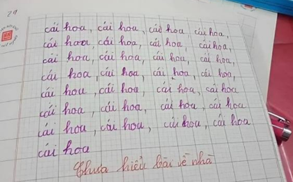 Bài tập viết 29 chữ cái hoa của học sinh lớp 1 bá đạo đến độ dân mạng chỉ biết cười: "Em là nhất, không ai hơn được em"