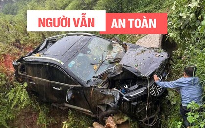 Vụ Ford Territory bị rơi xuống vực do sạt lở ở Sa Pa: Đầu xe hư hỏng nặng nhưng khoang cabin còn nguyên, 3 hành khách may mắn thoát nạn
