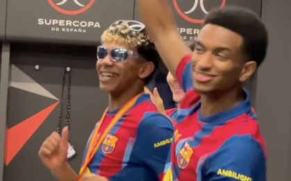 Lamine Yamal hoá "cơ trưởng" quẩy cực sung sau khi Barcelona đánh bại Real Madrid giành Siêu cúp