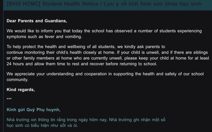 Nghi con bị ngộ độc thực phẩm, phụ huynh bức xúc vì thông báo vô cảm từ trường quốc tế ở TPHCM