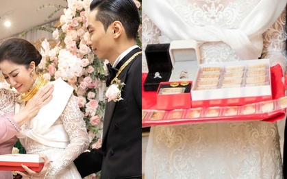 Hôn nhân của sao nữ Vbiz nhận 22 cây vàng trong đám cưới, trang sức kim cương cùng cả mâm tiền mặt