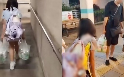 Bé gái 11 tuổi chật vật xách 24 lon bia, bố mẹ bị cảnh sát bắt giữ