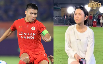 Xôn xao phong cách của Chu Thanh Huyền khi ra sân cổ vũ Quang Hải