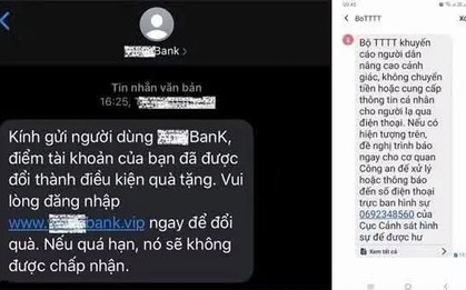 Xuất hiện tin nhắn giả mạo ngay trong luồng SMS chính thức của một ngân hàng: Cục An ninh mạng cảnh báo khẩn