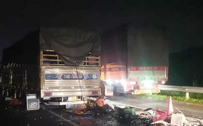 Xe tải và xe đầu kéo đâm nhau trên cao tốc Long Thành - Dầu Giây