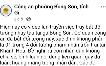 Yêu cầu không lan truyền clip 'vây bắt' người đàn ông trên nóc tàu hỏa gây nhầm lẫn với phạm nhân trốn trại