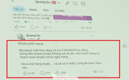 Công an làm việc người đăng tin doanh nghiệp địa ốc Novaland phá sản để "câu like", "câu view"