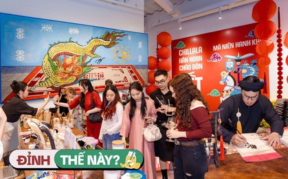 Góc sống ảo "điên đảo" nhất Tết này: Rộng gấp 10 lần quán cà phê thường, vào cửa 0 đồng mà còn được xin chữ ông đồ