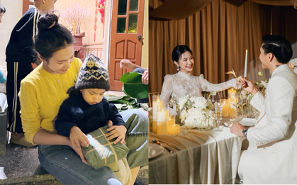 Xả vai "tiểu thư Hà thành", Doãn Hải My giản dị cùng Văn Hậu đưa con về quê gói bánh chưng ăn Tết