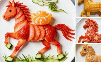 Đón năm mới rực rỡ tài lộc với các đĩa trái cây theo chủ đề "Mã đáo thành công" cực đẹp mắt