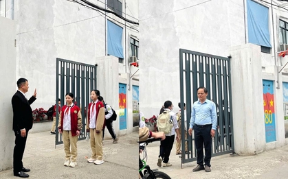 Bức ảnh thầy giáo trước cổng trường ở Hà Nội nhận "bão" like, phụ huynh rần rần khen: "Thật ấn tượng"