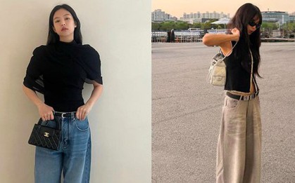 Quần jeans ống rộng vào tay Jennie cũng thành sang chảnh tới từng set đồ