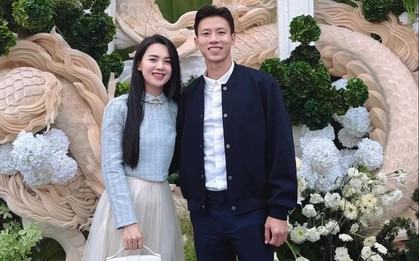 Hoa khôi ĐH Vinh 'xả ảnh' cùng đội trưởng tuyển Việt Nam đi ăn cưới, đẳng cấp nhan sắc số 1 làng WAGs