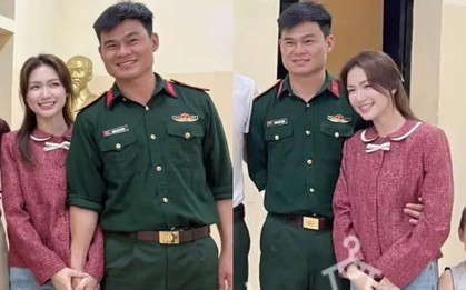 Đại uý Thăng Văn Cương đưa Hoà Minzy đi ra mắt bạn bè, còn ôm eo tình tứ quá đây này!