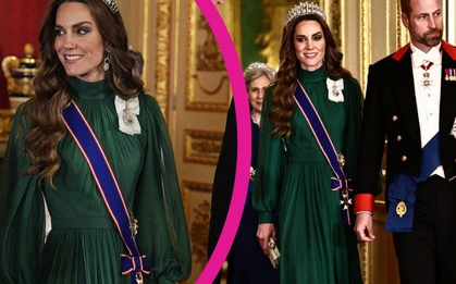 Vương phi Kate chiếm trọn spotlight tiệc Hoàng gia: Đội vương miện của mẹ chồng Diana, xỏ đôi giày huyền thoại của Carrie Bradshaw