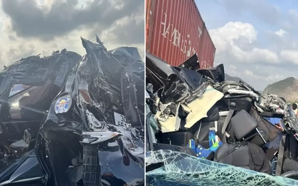 Tài xế thoát nạn trong xe bị vò nát sau vụ tai nạn liên hoàn