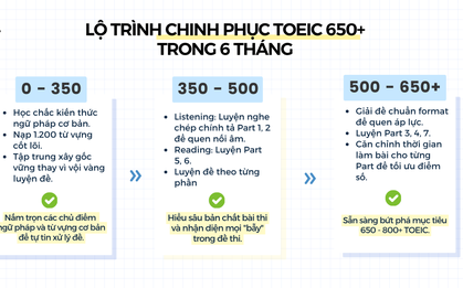 Tự học TOEIC bắt đầu từ đâu? Lộ trình chinh phục TOEIC 650+ trong 6 tháng