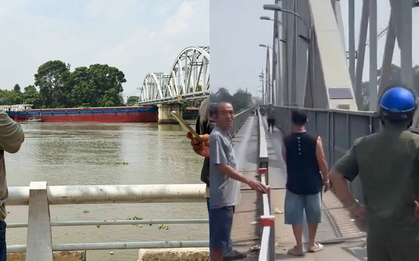 Hiện trường sà lan tông cầu Ghềnh khiến nhiều người đi đường bị thương
