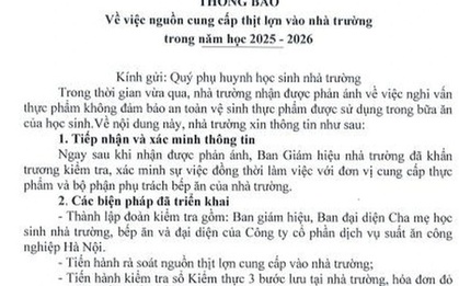 Phụ huynh cắt cơm bán trú sau vụ 300 tấn thịt lợn bệnh được đưa vào trường học