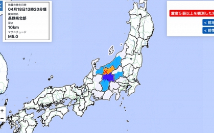 Động đất mạnh làm rung chuyển Nhật Bản