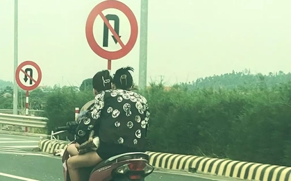 Hai cô gái đầu trần phi xe máy ‘bạt mạng’ trên cao tốc Hạ Long - Hải Phòng